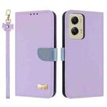 For Motorola Moto G Stylus 5G 2024 Metal Bow Leather Phone Case with Hand Strap(Purple)