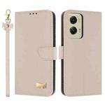 For Motorola Moto G Stylus 5G 2024 Metal Bow Leather Phone Case with Hand Strap(Apricot)