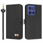 For Motorola Moto G Stylus 5G 2025 Metal Bow Leather Phone Case with Hand Strap(Black)
