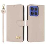 For Motorola Moto G Stylus 5G 2025 Metal Bow Leather Phone Case with Hand Strap(Apricot)