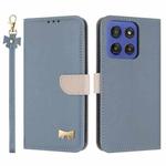 For Motorola Moto G Stylus 5G 2025 Metal Bow Leather Phone Case with Hand Strap(Light Blue)