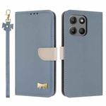 For Motorola Moto G15 / G15 Power Metal Bow Leather Phone Case with Hand Strap(Light Blue)
