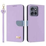 For Motorola Moto G86 5G Metal Bow Leather Phone Case with Hand Strap(Purple)