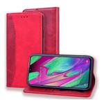 For Samsung Galaxy A40 Business Stitching Horizontal Flip Leather Case with Double Folding & Bracket & Card Slots & Photo Frame & Wallet(Red)