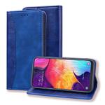 For Samsung Galaxy A50s / A50 / A30s Business Stitching Horizontal Flip Leather Case with Double Folding & Bracket & Card Slots & Photo Frame & Wallet(Sapphire Blue)