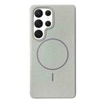 For Samsung Galaxy S22 Ultra 5G Thin Circle MagSafe Litchi Grain TPU Phone Case(Titanium Gray)
