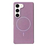 For Samsung Galaxy S23+ 5G Thin Circle MagSafe Litchi Grain TPU Phone Case(Sunset Purple)