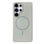 For Samsung Galaxy S23 Ultra 5G Thin Circle MagSafe Litchi Grain TPU Phone Case(Titanium Gray)