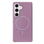 For Samsung Galaxy S24+ 5G Thin Circle MagSafe Litchi Grain TPU Phone Case(Sunset Purple)