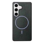 For Samsung Galaxy S24+ 5G Thin Circle MagSafe Litchi Grain TPU Phone Case(Black Purple)