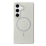 For Samsung Galaxy S24+ 5G Thin Circle MagSafe Litchi Grain TPU Phone Case(White Grey)