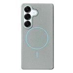 For Samsung Galaxy S25 5G Thin Circle MagSafe Litchi Grain TPU Phone Case(Light Blue)