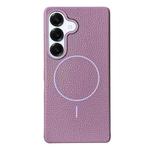 For Samsung Galaxy S25+ 5G Thin Circle MagSafe Litchi Grain TPU Phone Case(Sunset Purple)