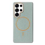For Samsung Galaxy S25 Ultra 5G Thin Circle MagSafe Litchi Grain TPU Phone Case(Blue Orange)