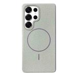 For Samsung Galaxy S25 Ultra 5G Thin Circle MagSafe Litchi Grain TPU Phone Case(Titanium Gray)
