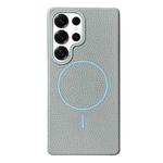 For Samsung Galaxy S25 Ultra 5G Thin Circle MagSafe Litchi Grain TPU Phone Case(Light Blue)