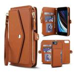 For iPhone SE 2022 / 2020 Multifunctional Wallet Detachable Leather Phone Case with Lanyard(Brown)