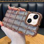 For iPhone 15 Plus Wavy Texture Gradient Glitter Paper TPU Phone Case(Rose Gold)