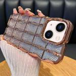 For iPhone 15 Plus Wavy Texture Water Ripples Glitter Paper TPU Phone Case(Rose Gold)