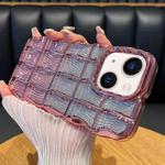 For iPhone 15 Plus Wavy Texture Water Ripples Glitter Paper TPU Phone Case(Pink)