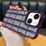 For iPhone 15 Plus Wavy Texture Water Ripples Glitter Paper TPU Phone Case(Dark Purple)