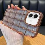 For iPhone 16 Wavy Texture Water Ripples Glitter Paper TPU Phone Case(Rose Gold)