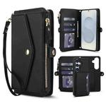 For Samsung Galaxy S25+ 5G Multifunctional Wallet Detachable Leather Phone Case with Lanyard(Black)