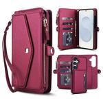 For Samsung Galaxy S25+ 5G Multifunctional Wallet Detachable Leather Phone Case with Lanyard(Red)