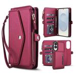 For Samsung Galaxy S25 Edge 5G Multifunctional Wallet Detachable Leather Phone Case with Lanyard(Red)