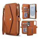 For Samsung Galaxy S25 Edge 5G Multifunctional Wallet Detachable Leather Phone Case with Lanyard(Brown)