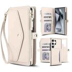 For Samsung Galaxy S24 Ultra 5G Multifunctional Wallet Detachable Leather Phone Case with Lanyard(White)