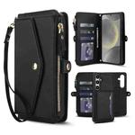 For Samsung Galaxy S24 FE 5G Multifunctional Wallet Detachable Leather Phone Case with Lanyard(Black)