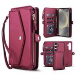 For Samsung Galaxy S24 FE 5G Multifunctional Wallet Detachable Leather Phone Case with Lanyard(Red)