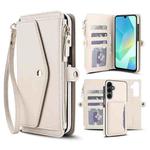For Samsung Galaxy S23+ 5G Multifunctional Wallet Detachable Leather Phone Case with Lanyard(White)