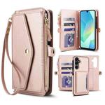 For Samsung Galaxy S23+ 5G Multifunctional Wallet Detachable Leather Phone Case with Lanyard(Rose Gold)