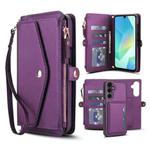 For Samsung Galaxy S23+ 5G Multifunctional Wallet Detachable Leather Phone Case with Lanyard(Dark Purple)