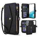 For Samsung Galaxy S22+ 5G Multifunctional Wallet Detachable Leather Phone Case with Lanyard(Black)