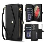 For Samsung Galaxy S21 Ultra 5G Multifunctional Wallet Detachable Leather Phone Case with Lanyard(Black)