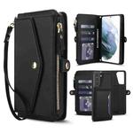 For Samsung Galaxy S21+ 5G Multifunctional Wallet Detachable Leather Phone Case with Lanyard(Black)