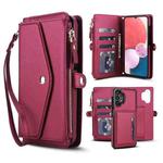 For Samsung Galaxy A13 4G / 5G Multifunctional Wallet Detachable Leather Phone Case with Lanyard(Red)