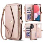 For Samsung Galaxy A13 4G / 5G Multifunctional Wallet Detachable Leather Phone Case with Lanyard(Rose Gold)