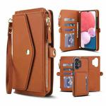 For Samsung Galaxy A13 4G / 5G Multifunctional Wallet Detachable Leather Phone Case with Lanyard(Brown)