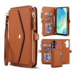 For Samsung Galaxy A14 4G / 5G Multifunctional Wallet Detachable Leather Phone Case with Lanyard(Brown)