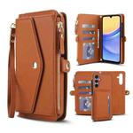 For Samsung Galaxy A15 4G / 5G Multifunctional Wallet Detachable Leather Phone Case with Lanyard(Brown)