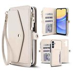 For Samsung Galaxy A35 5G Multifunctional Wallet Detachable Leather Phone Case with Lanyard(White)