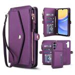 For Samsung Galaxy A35 5G Multifunctional Wallet Detachable Leather Phone Case with Lanyard(Dark Purple)