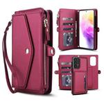 For Samsung Galaxy A53 5G Multifunctional Wallet Detachable Leather Phone Case with Lanyard(Red)