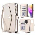 For Samsung Galaxy A72 5G Multifunctional Wallet Detachable Leather Phone Case with Lanyard(White)