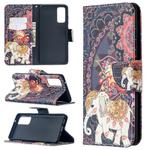 For Samsung Galaxy S20 FE 5G / S20 Lite Colored Drawing Pattern Horizontal Flip Leather Case with Holder & Card Slots & Wallet(Flowers and Elephant)