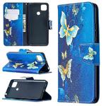 For Xiaomi Redmi 9C Colored Drawing Pattern Horizontal Flip Leather Case with Holder & Card Slots & Wallet(Gold Butterfly)